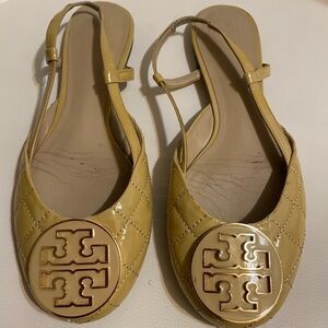 Tory Burch Yellow Quilted Slingback Flats